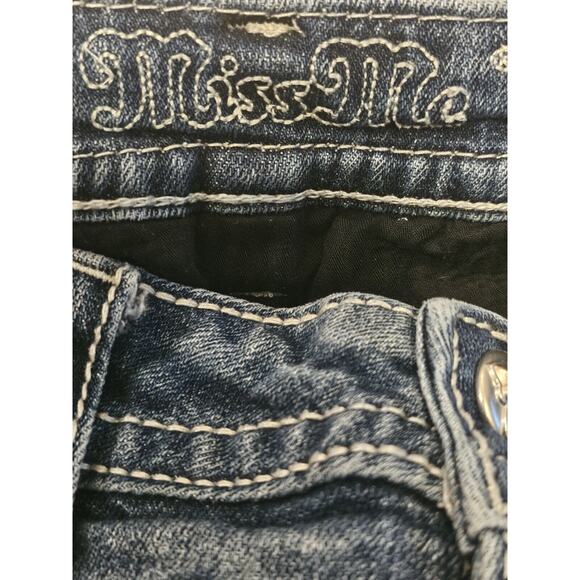 Miss Me Jeans MP8476B Boot Cut Mid-Rise Distressed Size 29×31 Blue Y2K - Picture 5 of 12